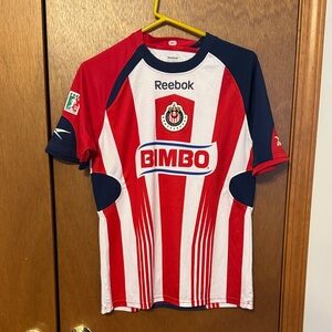 Reebok Red and White Striped Jersey with Navy Accents